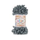 Värimalli Korinpohja-torkkupeitto ja -tyyny -tarvikepaketille. Alize Puffy 87 Tummanharmaa.