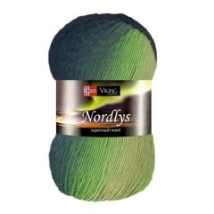 Kuvituskuva Viking Garn Nordlys liukuvärjätty neulelanka, sävyssä 930 vihreä-tummansininen.