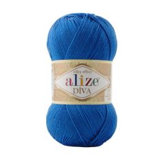 Alize Diva yksivärinen ja Alize Diva Batik kirjava akryylilanka, 100 % mikrokuituakryyli. Kuvassa sävy 132 sininen.