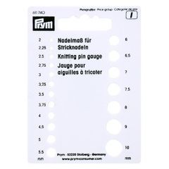 Prym knitting pin gauge