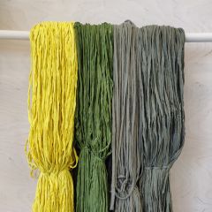 T-shirt yarn (cotton tricot), 5 kg assortment-24 Green shades with Yellow