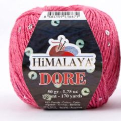 Himalaya Dore paljettblandgarn i ett 50 g nystan, med 45 % bomull, 45 % akryl och 10 % paljetter