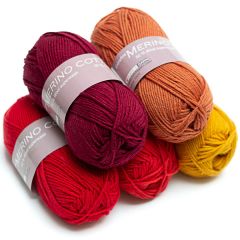 Hjertegarn Merino Cotton, ett mjukt blandgarn av merinoull och bomull.