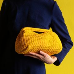Molla Mills Lenkki Bag is crocheted with Lankava MOI Braided Yarn using color Yellow 57.