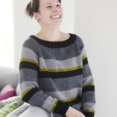 Neuleohje neulottu raidallinen Alli-pusero