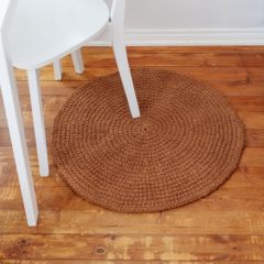 Crochet round Step on rug made with Lankava Frotee Loopy Craft Yarn. Colour 54 Almond.