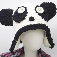Ohje sormivirkattu panda myssy
