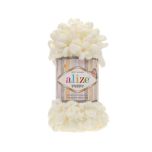 Alize Puffy mikropolyesterinen ja paksu lanka sormineulontaan, jossa on valmiit lenkit 100 g kerällä. 
