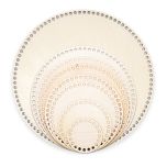 Eight round basket bases with different diameters ranging from 10 centimeters to 40 centimeters stacked on top of each other.